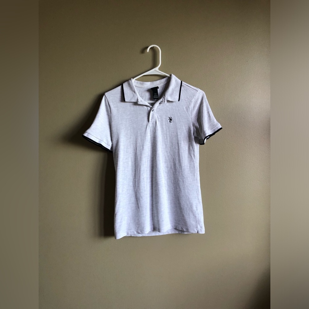 H&M Mens Grey Cotton Short Sleeve Polo Shirt Size X-small